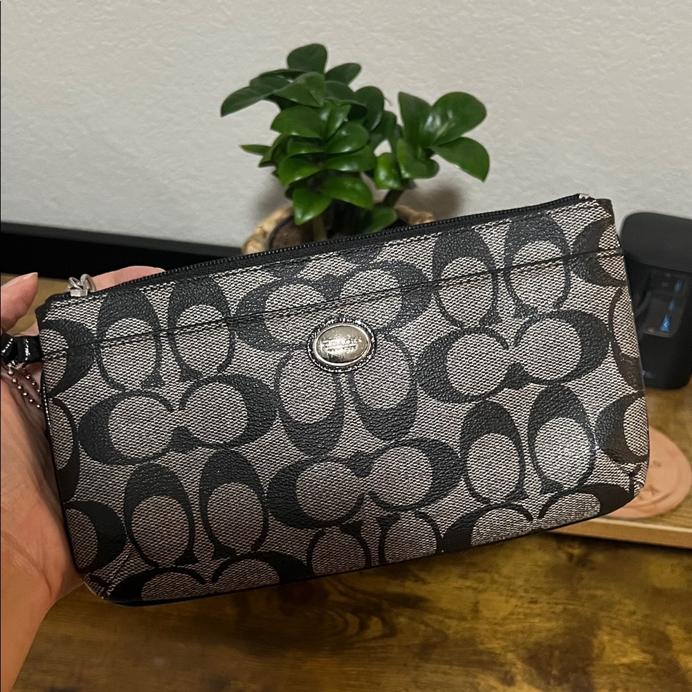 Coach Signature Black and Gray wristlet